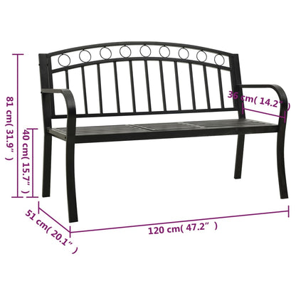 Zahradní Lavice Černá 120 Cm Ocel Černá