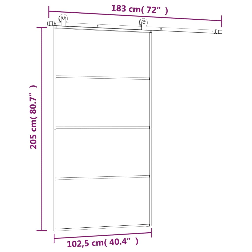 Posuvné Dveře S Kováním 102,5 X 205 Cm Esg Sklo A Hliník