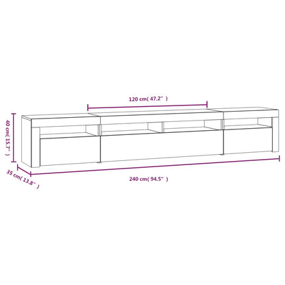 Tv Skříňka S Led Osvětlením Bílá 240X35X40 Cm