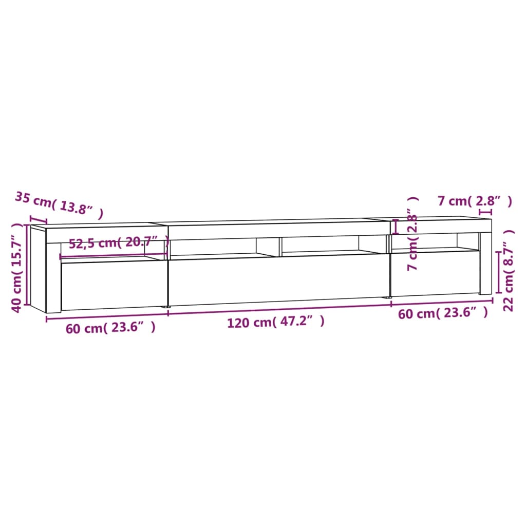Tv Skříňka S Led Osvětlením Dub Sonoma 240X35X40 Cm