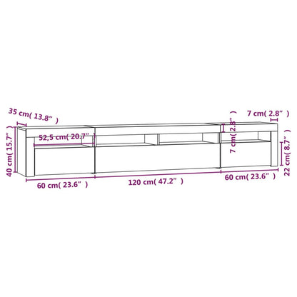 Tv Skříňka S Led Osvětlením Betonově Šedá 240X35X40 Cm