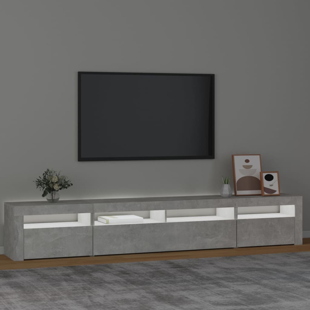 Tv Skříňka S Led Osvětlením Betonově Šedá 240X35X40 Cm