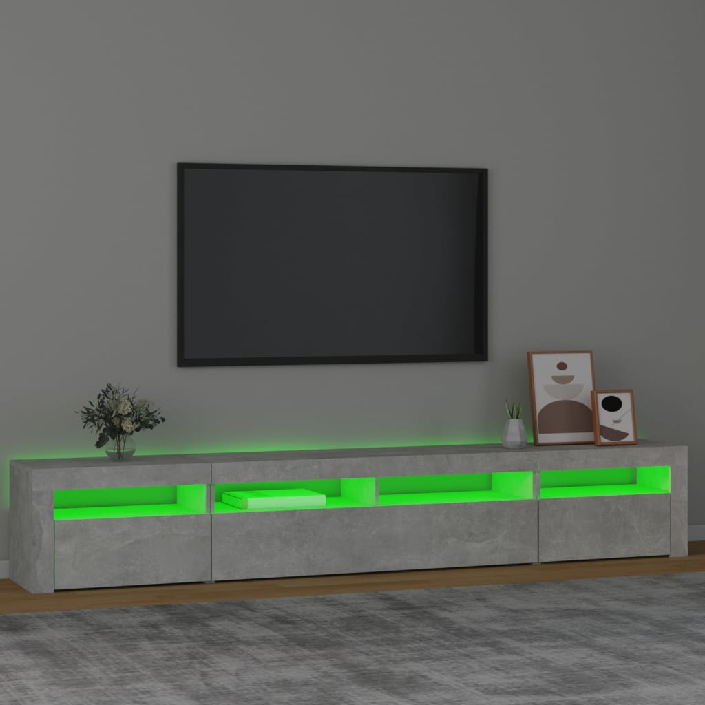Tv Skříňka S Led Osvětlením Betonově Šedá 240X35X40 Cm