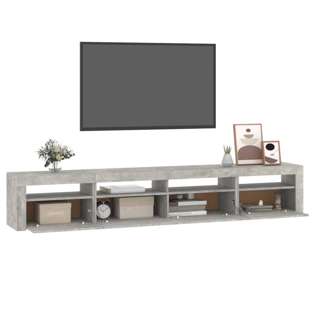 Tv Skříňka S Led Osvětlením Betonově Šedá 240X35X40 Cm