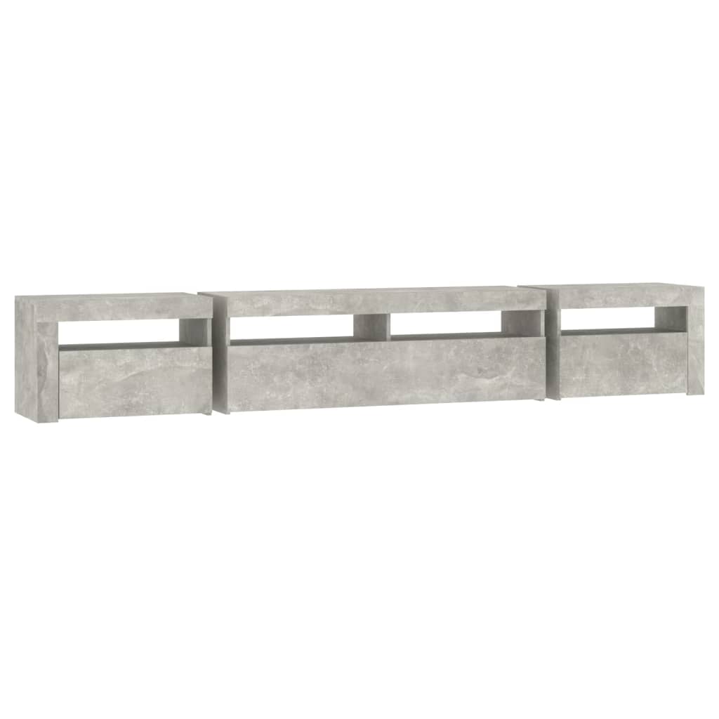 Tv Skříňka S Led Osvětlením Betonově Šedá 240X35X40 Cm
