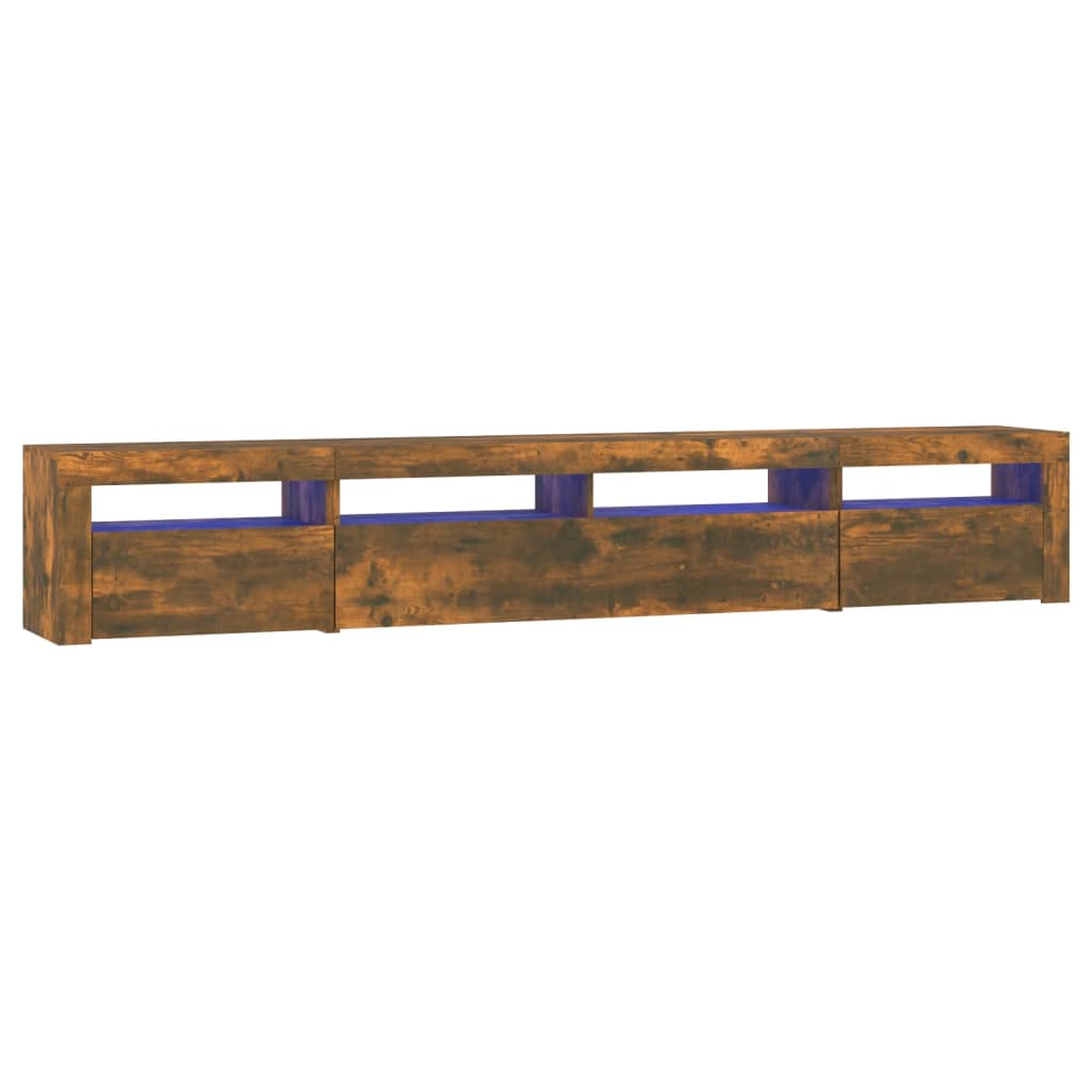 Tv Skříňka S Led Osvětlením Kouřový Dub 240X35X40 Cm