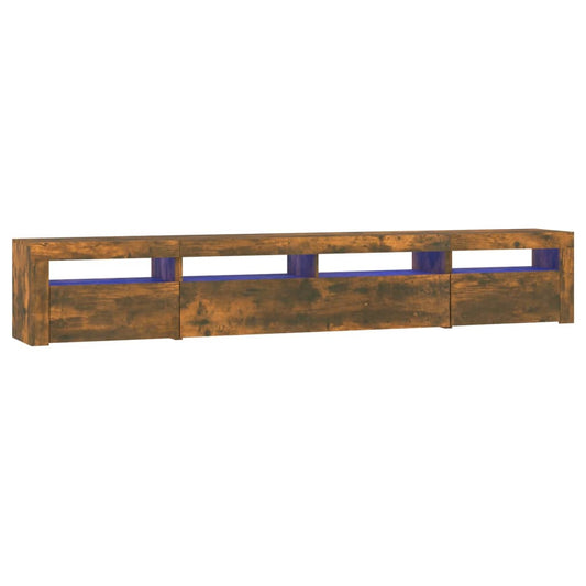 Tv Skříňka S Led Osvětlením Kouřový Dub 240X35X40 Cm