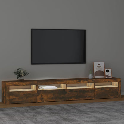 Tv Skříňka S Led Osvětlením Kouřový Dub 240X35X40 Cm