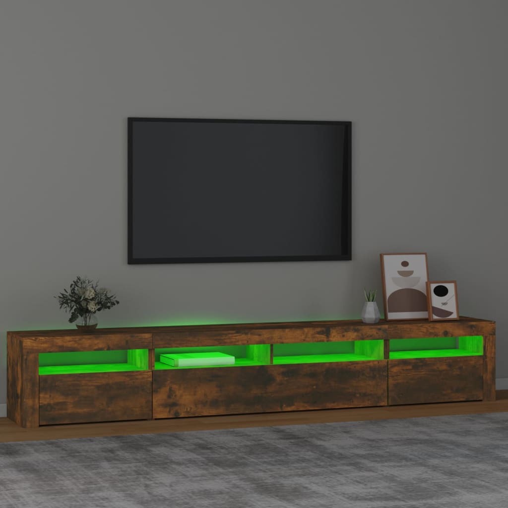 Tv Skříňka S Led Osvětlením Kouřový Dub 240X35X40 Cm