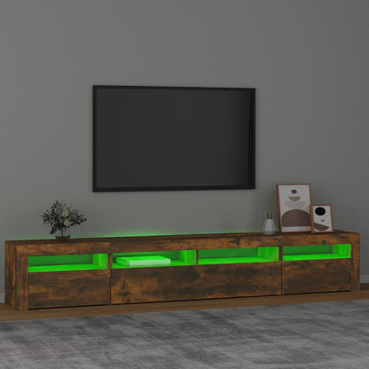 Tv Skříňka S Led Osvětlením Kouřový Dub 240X35X40 Cm