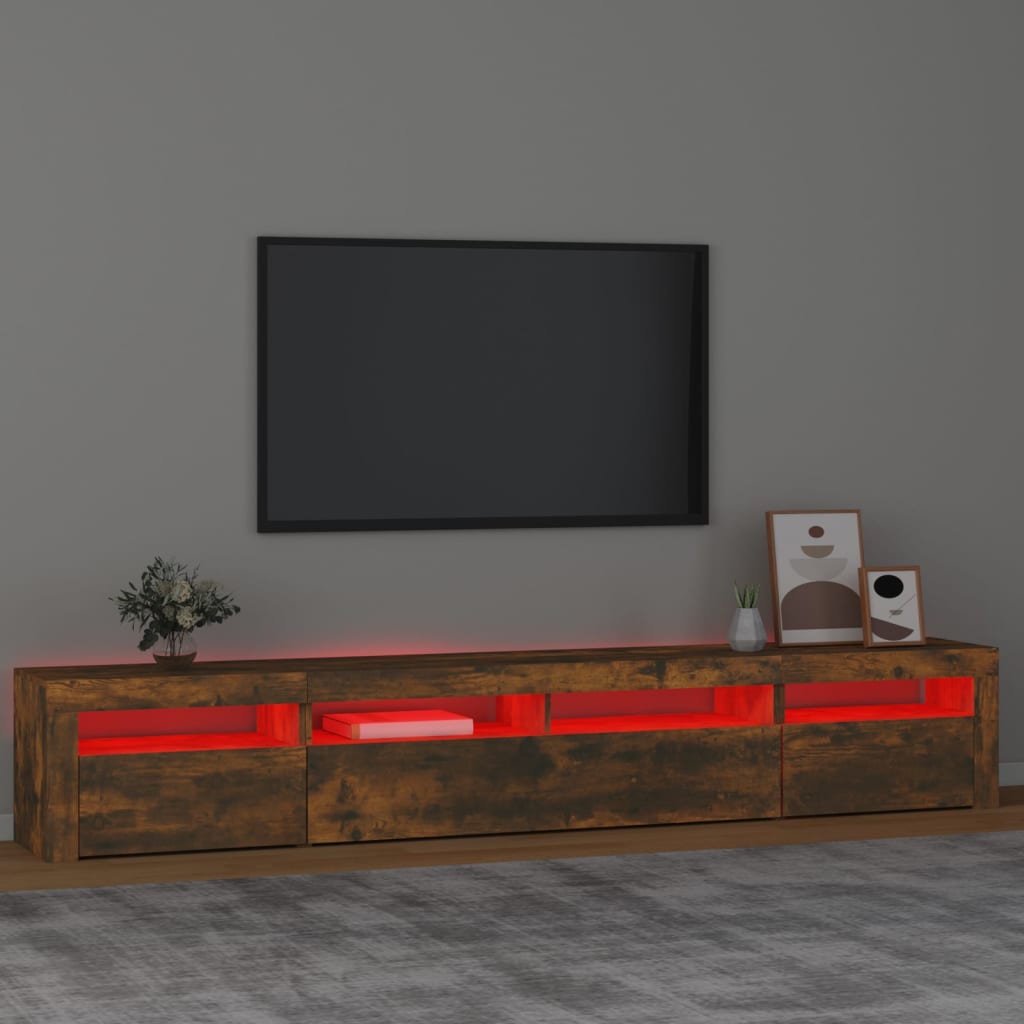 Tv Skříňka S Led Osvětlením Kouřový Dub 240X35X40 Cm