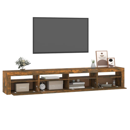 Tv Skříňka S Led Osvětlením Kouřový Dub 240X35X40 Cm