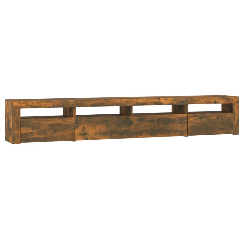 Tv Skříňka S Led Osvětlením Kouřový Dub 240X35X40 Cm