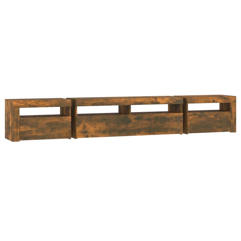 Tv Skříňka S Led Osvětlením Kouřový Dub 240X35X40 Cm