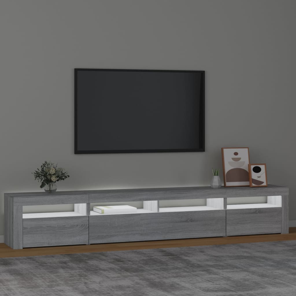 Tv Skříňka S Led Osvětlením Šedá Sonoma 240X35X40 Cm