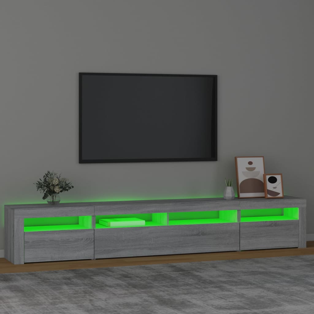 Tv Skříňka S Led Osvětlením Šedá Sonoma 240X35X40 Cm