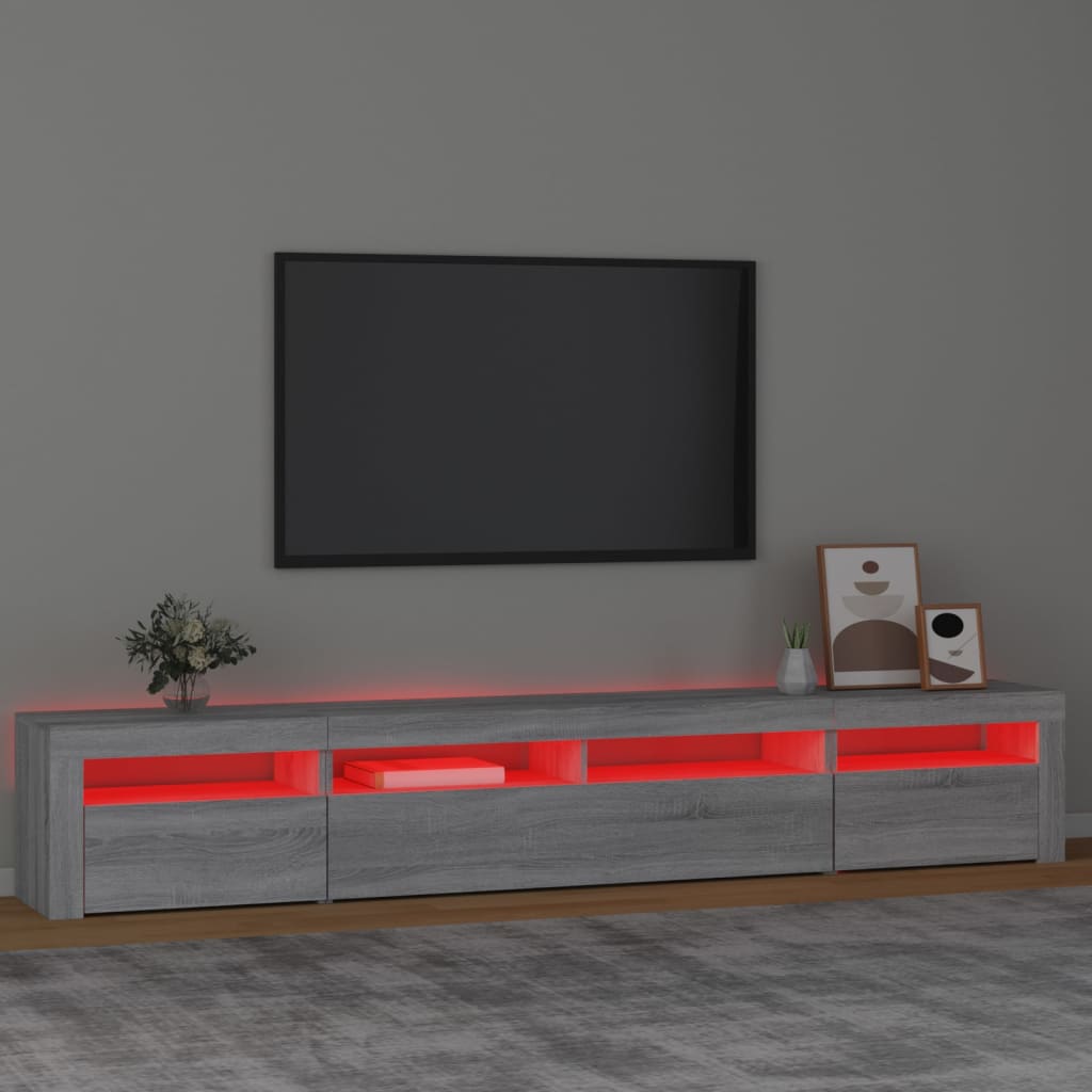Tv Skříňka S Led Osvětlením Šedá Sonoma 240X35X40 Cm