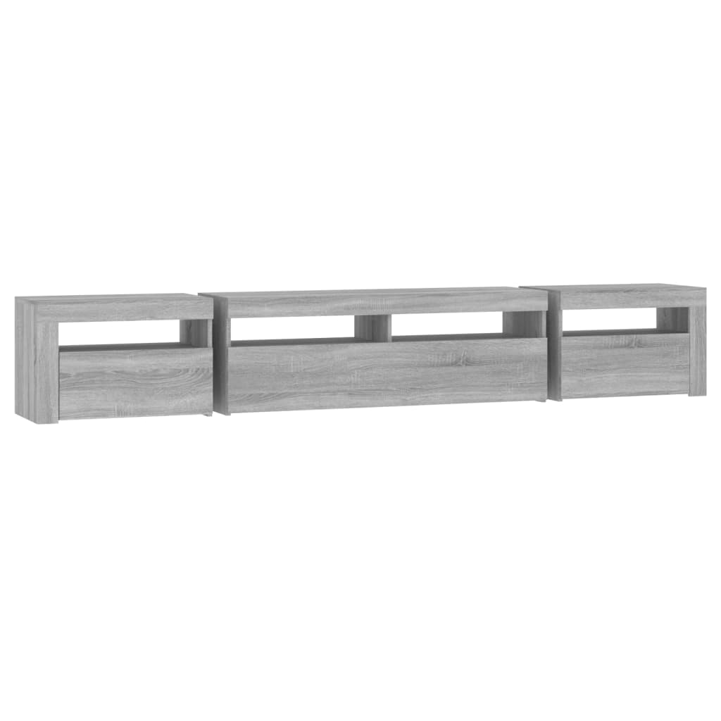 Tv Skříňka S Led Osvětlením Šedá Sonoma 240X35X40 Cm