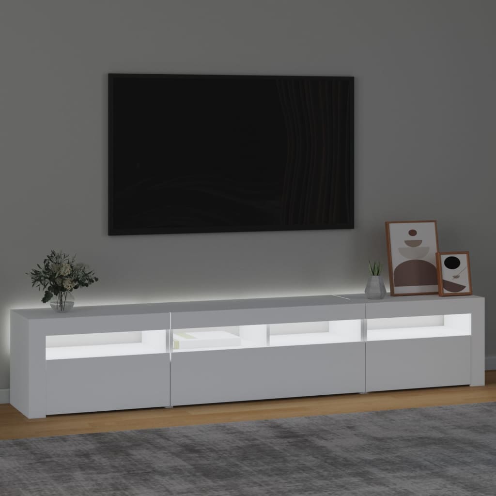 Tv Skříňka S Led Osvětlením Bílá 210 X 35 X 40 Cm