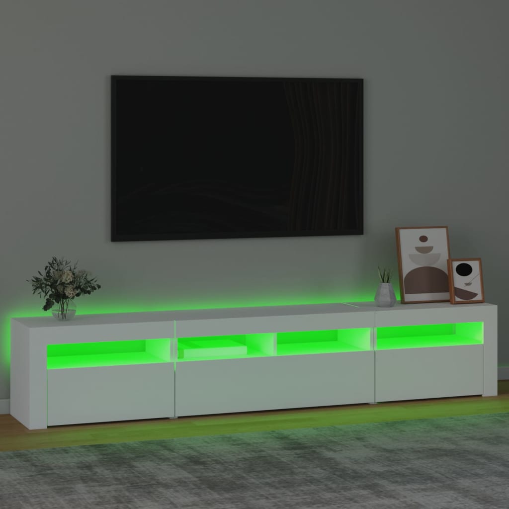 Tv Skříňka S Led Osvětlením Bílá 210 X 35 X 40 Cm