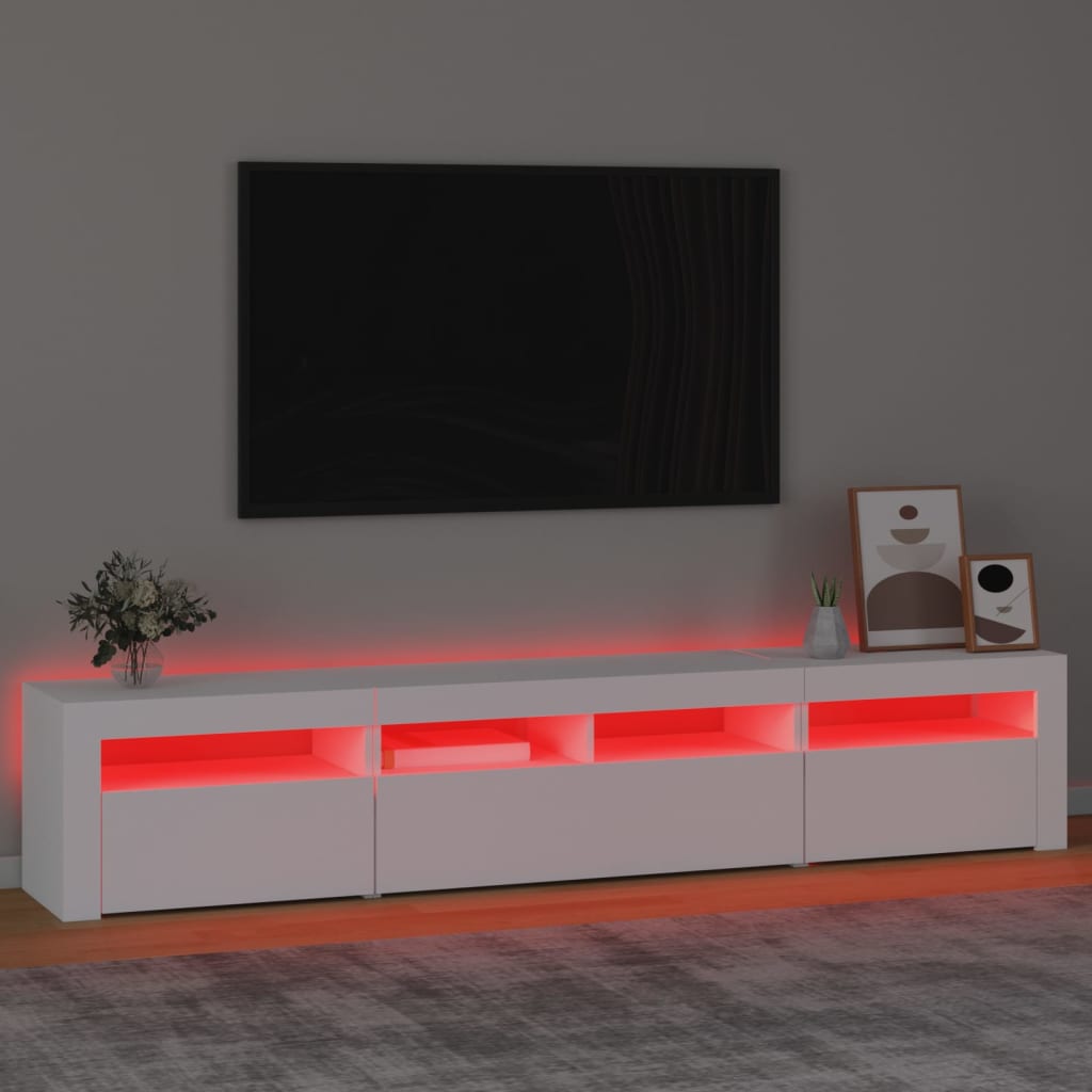 Tv Skříňka S Led Osvětlením Bílá 210 X 35 X 40 Cm