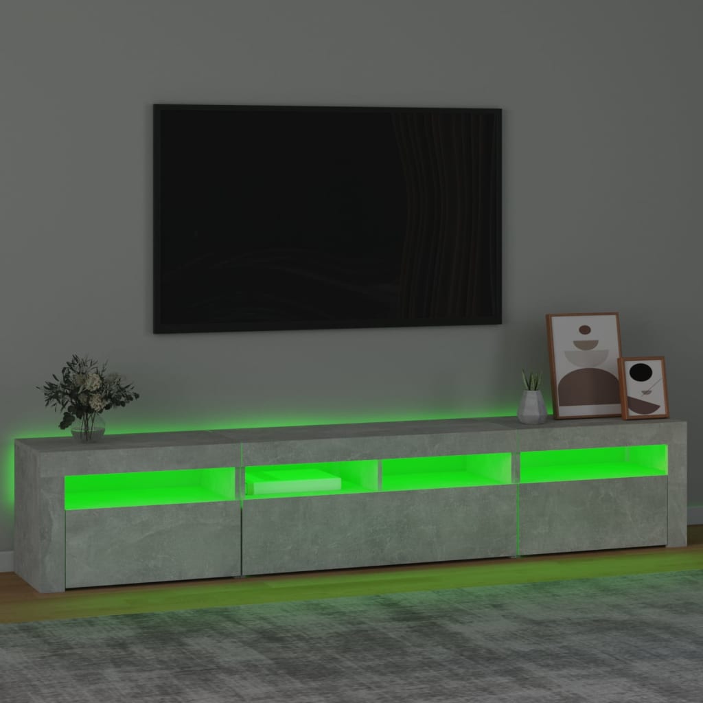 Tv Skříňka S Led Osvětlením Betonově Šedá 210X35X40 Cm