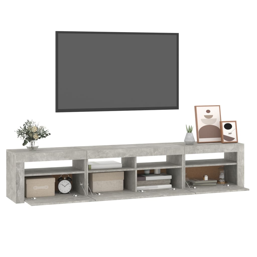 Tv Skříňka S Led Osvětlením Betonově Šedá 210X35X40 Cm