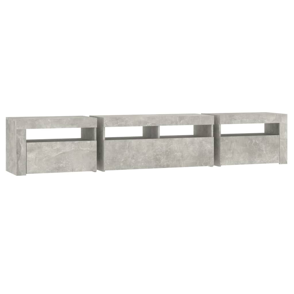 Tv Skříňka S Led Osvětlením Betonově Šedá 210X35X40 Cm