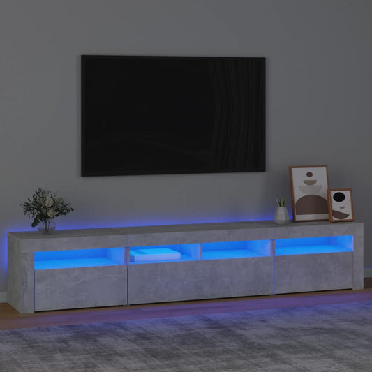 Tv Skříňka S Led Osvětlením Betonově Šedá 210X35X40 Cm