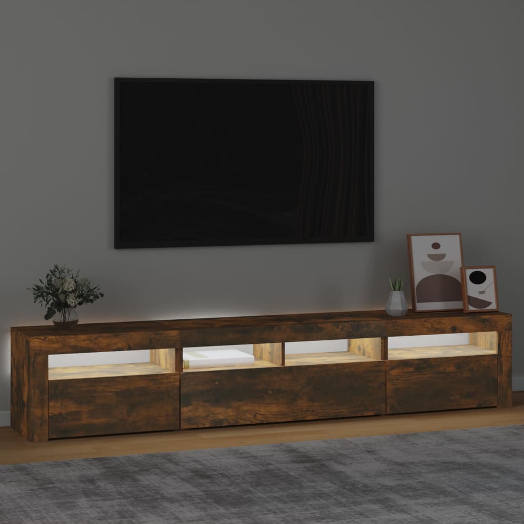 Tv Skříňka S Led Osvětlením Kouřový Dub 210 X 35 X 40 Cm