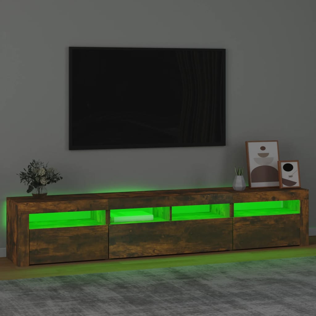 Tv Skříňka S Led Osvětlením Kouřový Dub 210 X 35 X 40 Cm