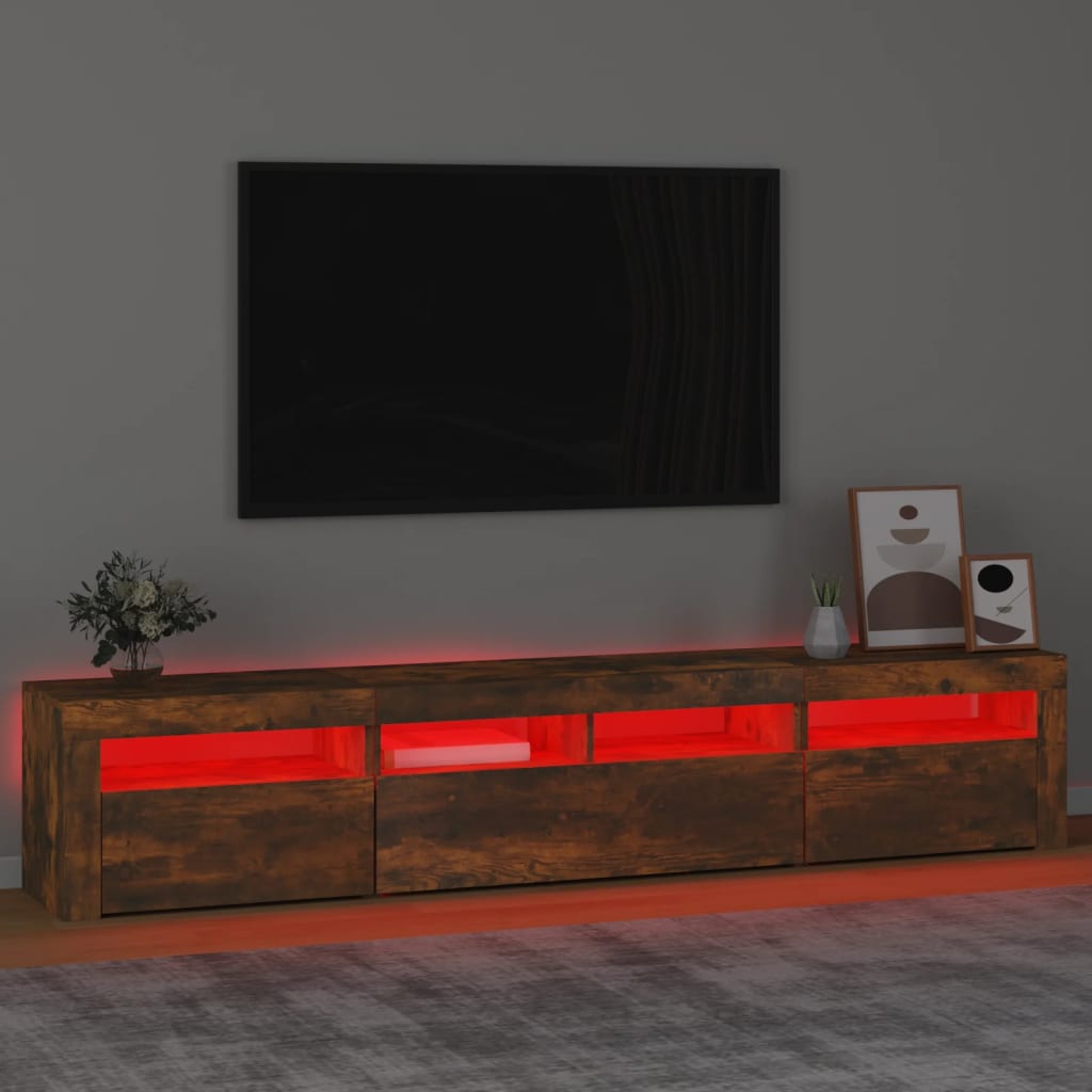 Tv Skříňka S Led Osvětlením Kouřový Dub 210 X 35 X 40 Cm