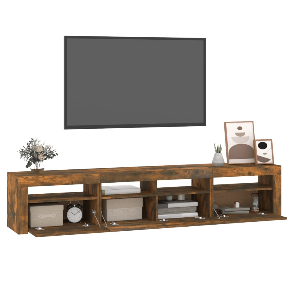 Tv Skříňka S Led Osvětlením Kouřový Dub 210 X 35 X 40 Cm