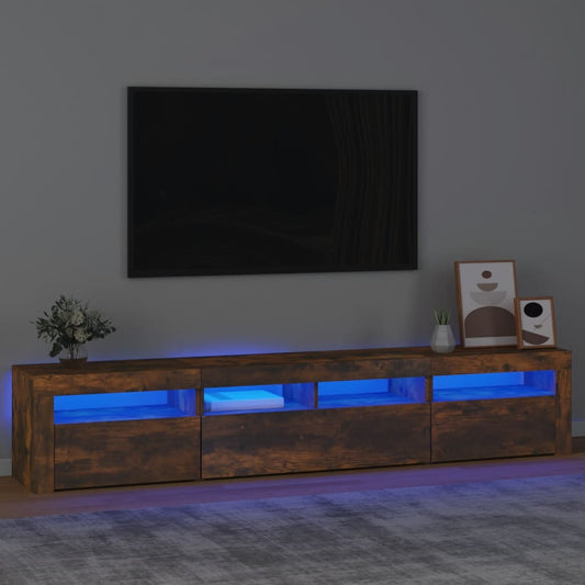Tv Skříňka S Led Osvětlením Kouřový Dub 210 X 35 X 40 Cm