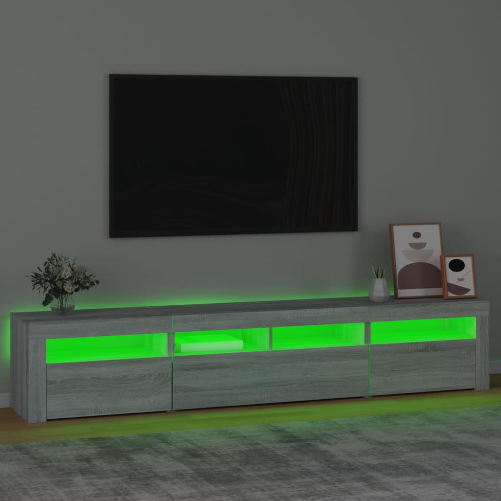 Tv Skříňka S Led Osvětlením Šedá Sonoma 210 X 35 X 40 Cm