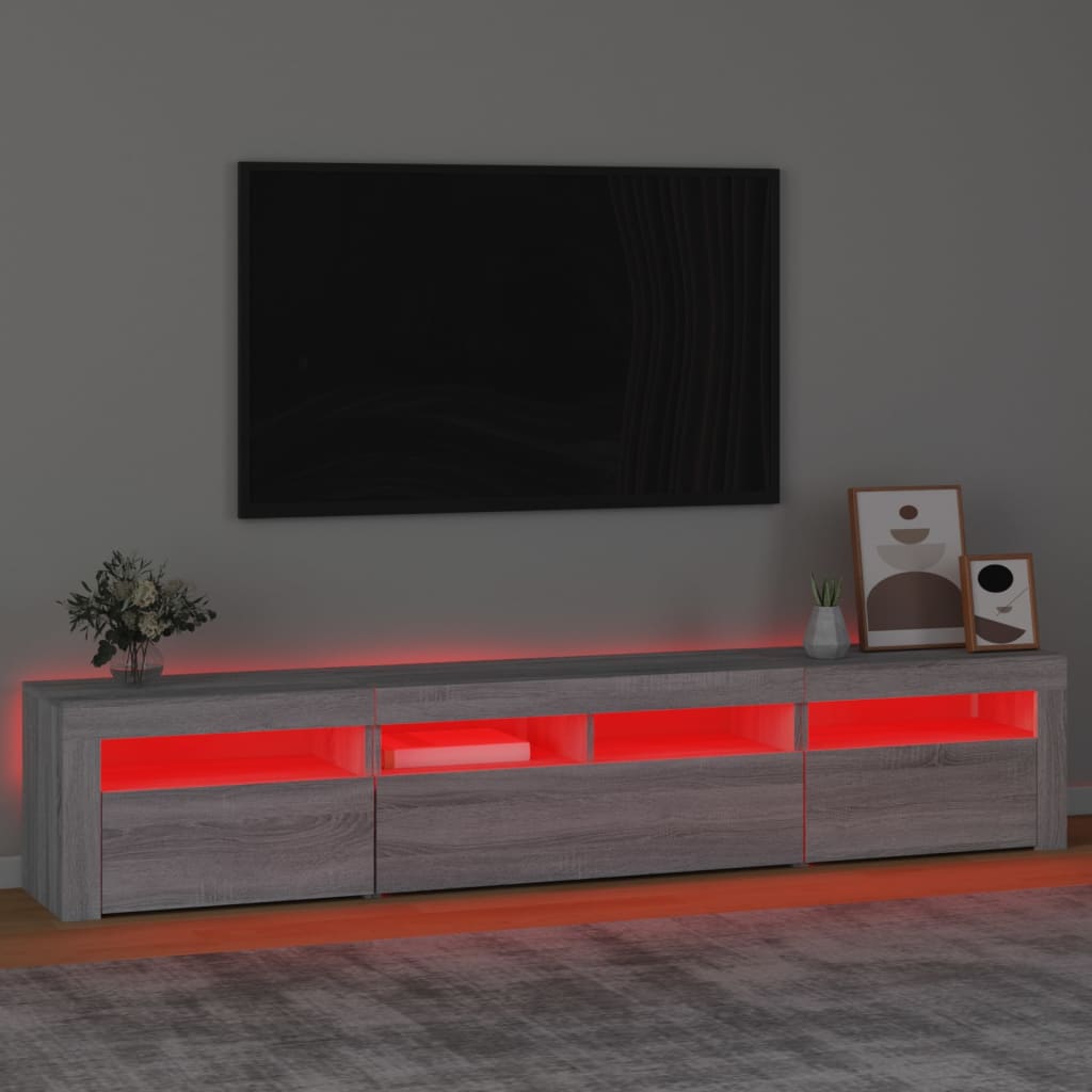Tv Skříňka S Led Osvětlením Šedá Sonoma 210 X 35 X 40 Cm
