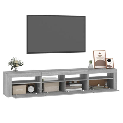 Tv Skříňka S Led Osvětlením Šedá Sonoma 210 X 35 X 40 Cm