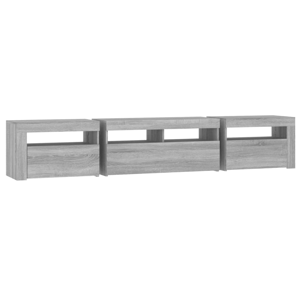 Tv Skříňka S Led Osvětlením Šedá Sonoma 210 X 35 X 40 Cm