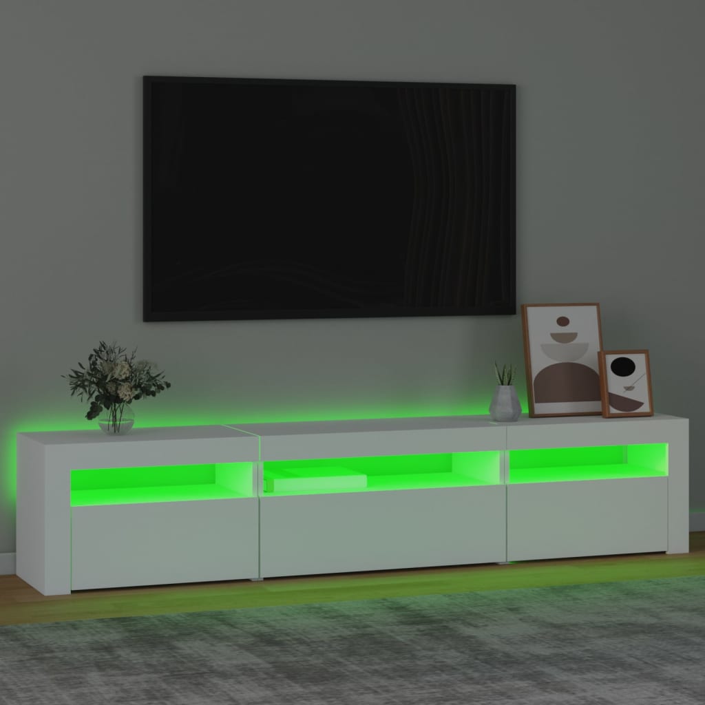 Tv Skříňka S Led Osvětlením Bílá 195 X 35 X 40 Cm