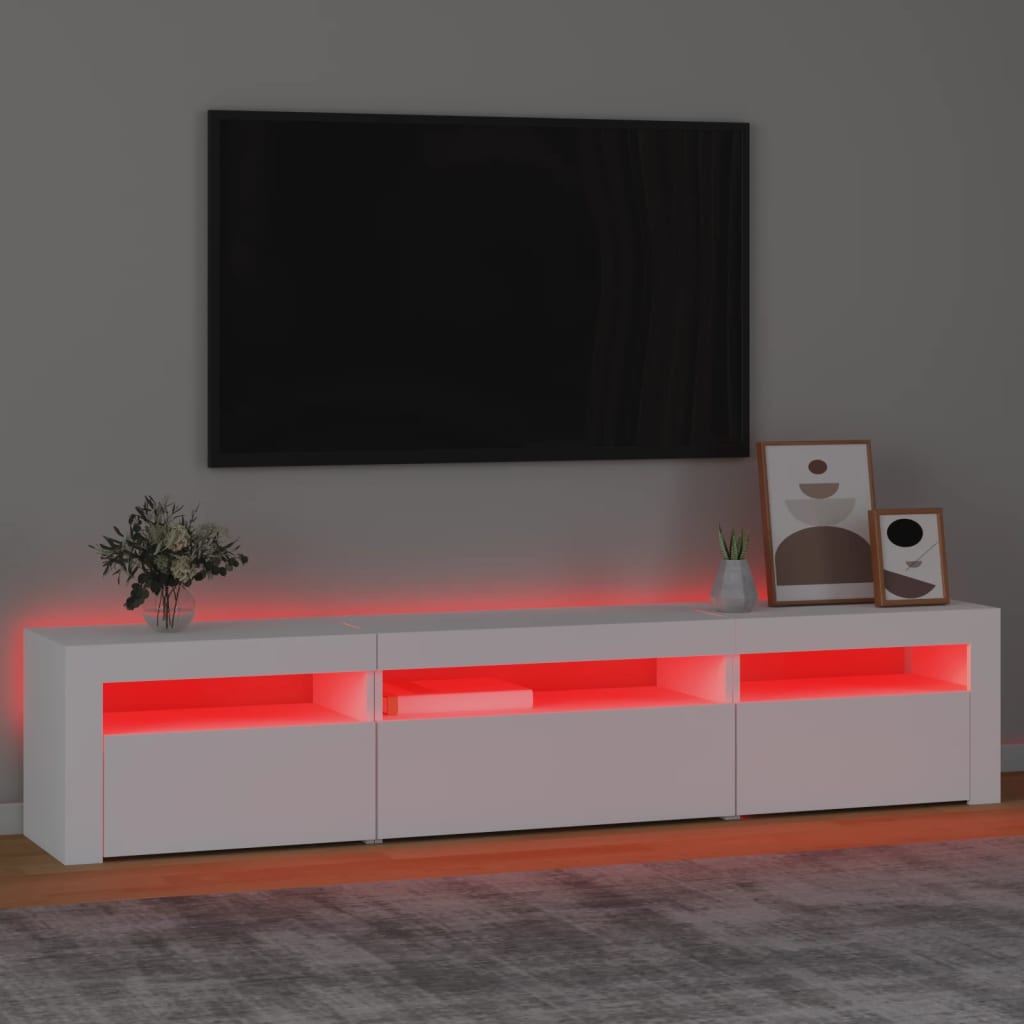 Tv Skříňka S Led Osvětlením Bílá 195 X 35 X 40 Cm