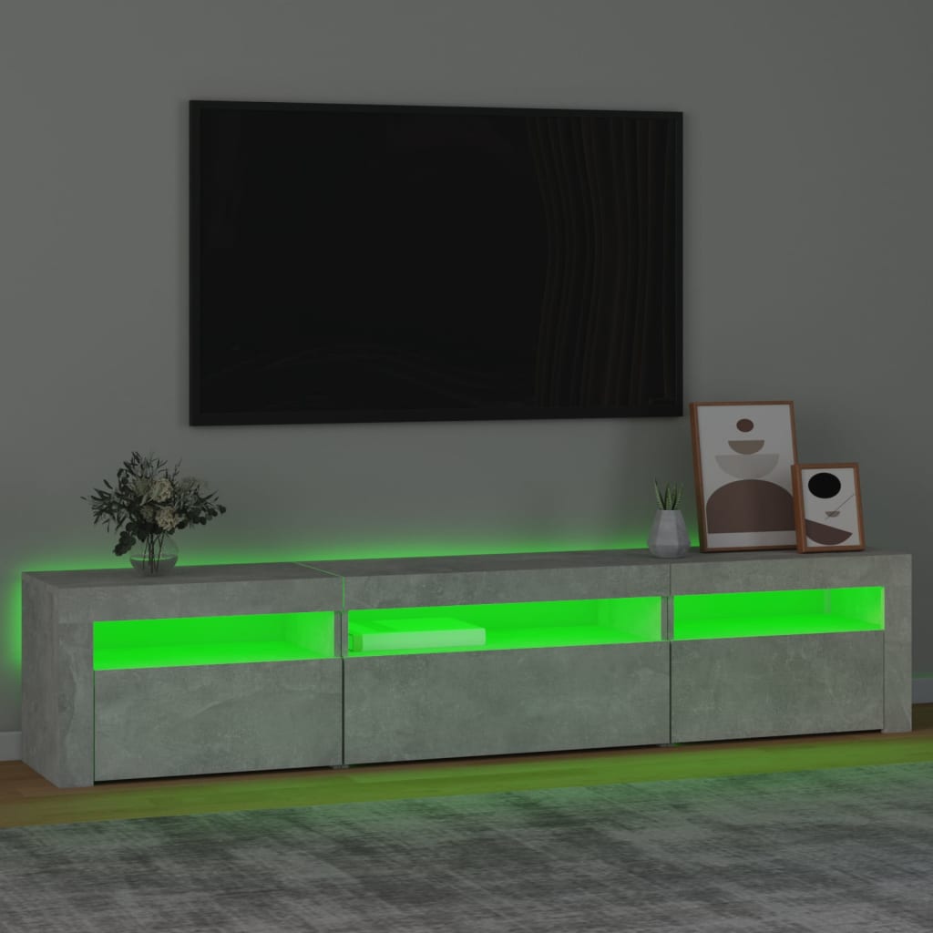 Tv Skříňka S Led Osvětlením Betonově Šedá 195X35X40 Cm