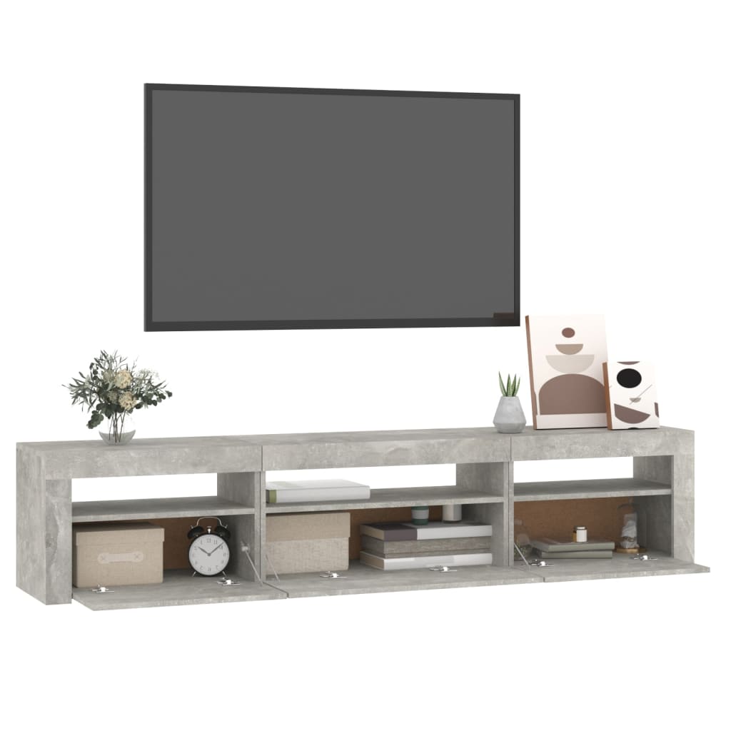 Tv Skříňka S Led Osvětlením Betonově Šedá 195X35X40 Cm
