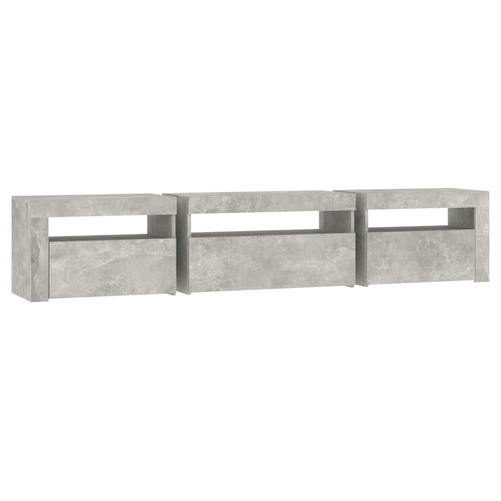 Tv Skříňka S Led Osvětlením Betonově Šedá 195X35X40 Cm