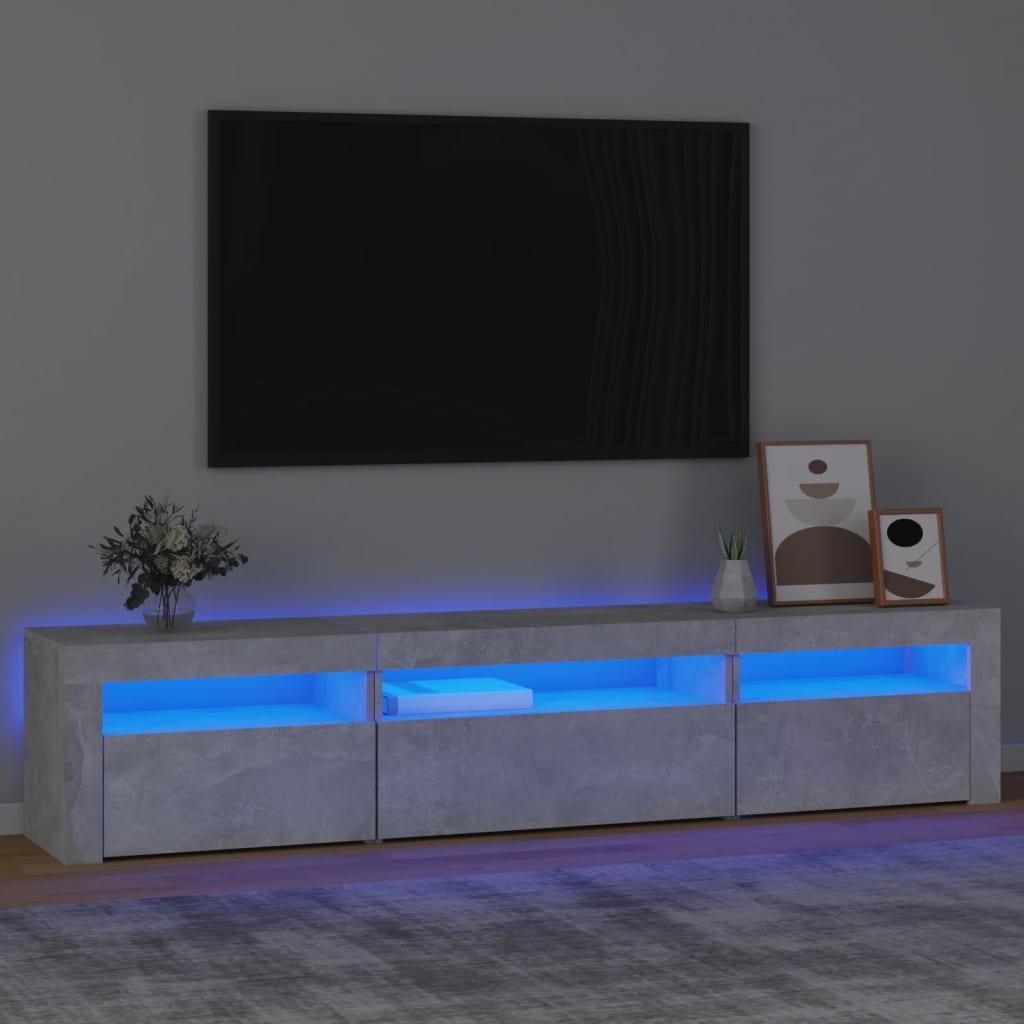 Tv Skříňka S Led Osvětlením Betonově Šedá 195X35X40 Cm