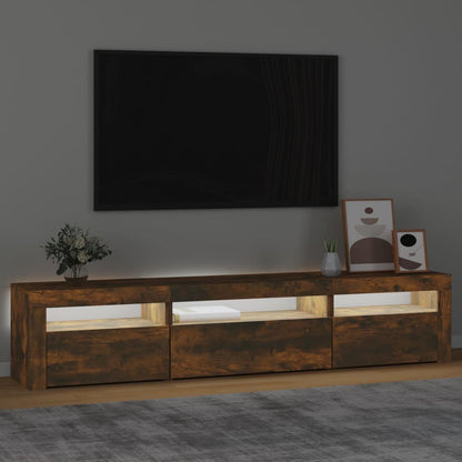 Tv Skříňka S Led Osvětlením Kouřový Dub 195X35X40 Cm