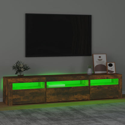 Tv Skříňka S Led Osvětlením Kouřový Dub 195X35X40 Cm