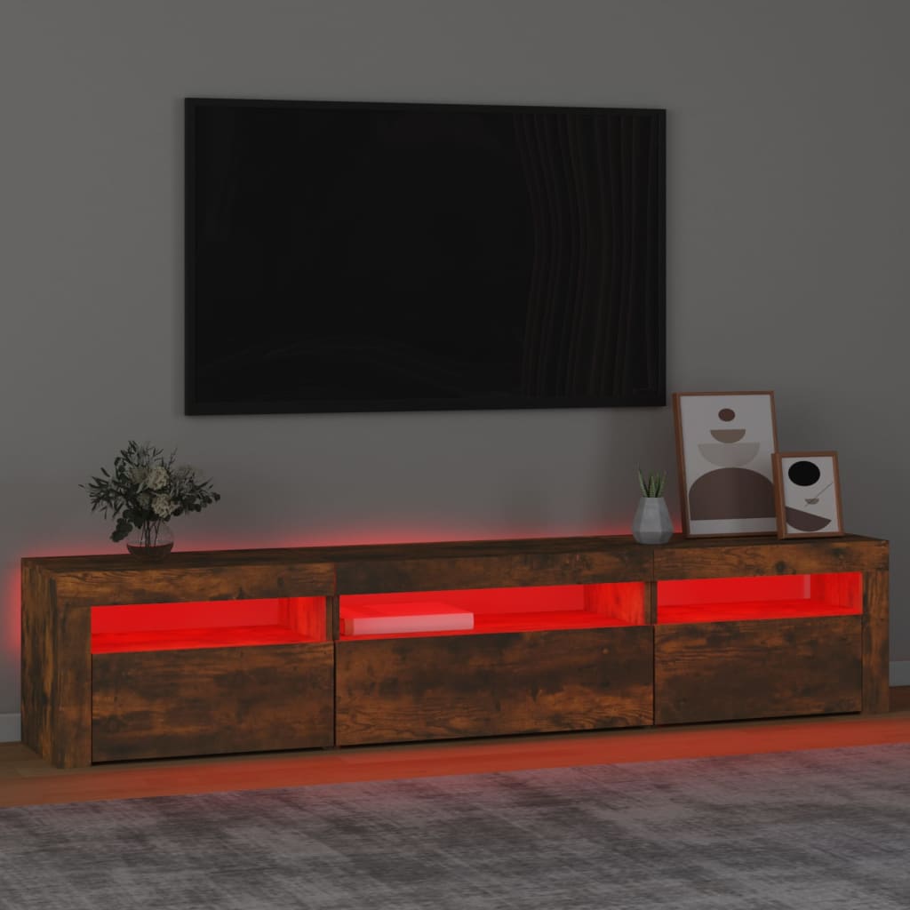 Tv Skříňka S Led Osvětlením Kouřový Dub 195X35X40 Cm