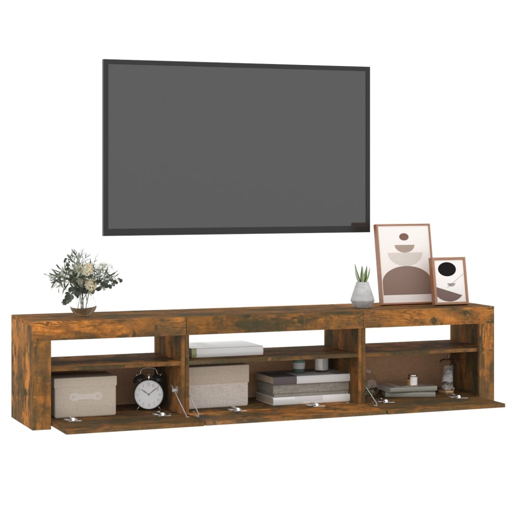 Tv Skříňka S Led Osvětlením Kouřový Dub 195X35X40 Cm