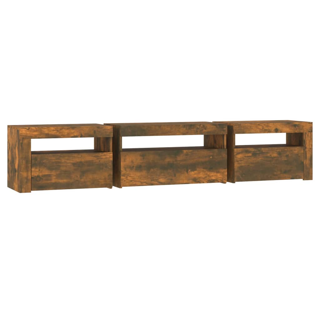Tv Skříňka S Led Osvětlením Kouřový Dub 195X35X40 Cm