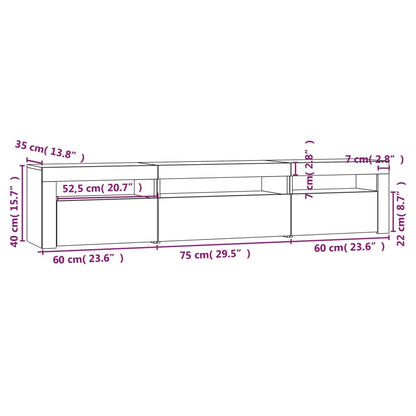 Tv Skříňka S Led Osvětlením Šedá Sonoma 195X35X40 Cm